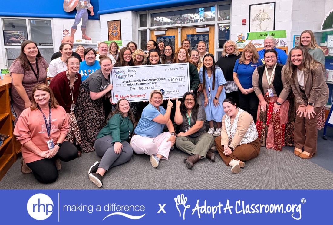 RHP & AdoptAClassroom.org present a $10,000 check to Shepherdsville Elementary