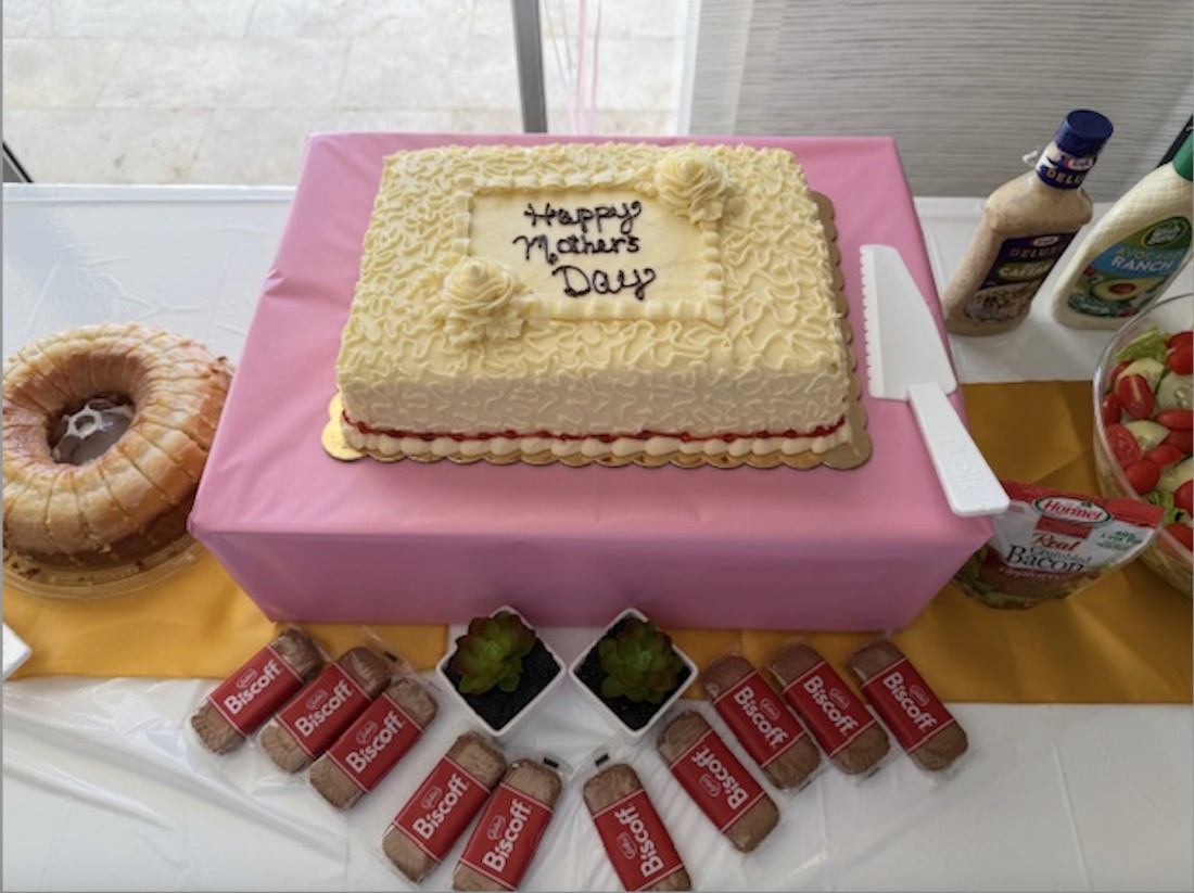 Mother's Day brunch sheet cake at a Bayshore manufactured home community