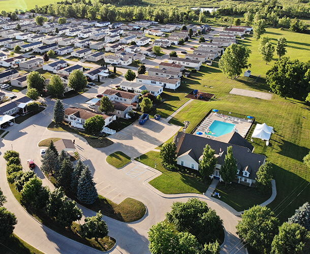 areal view of a manufactured home community