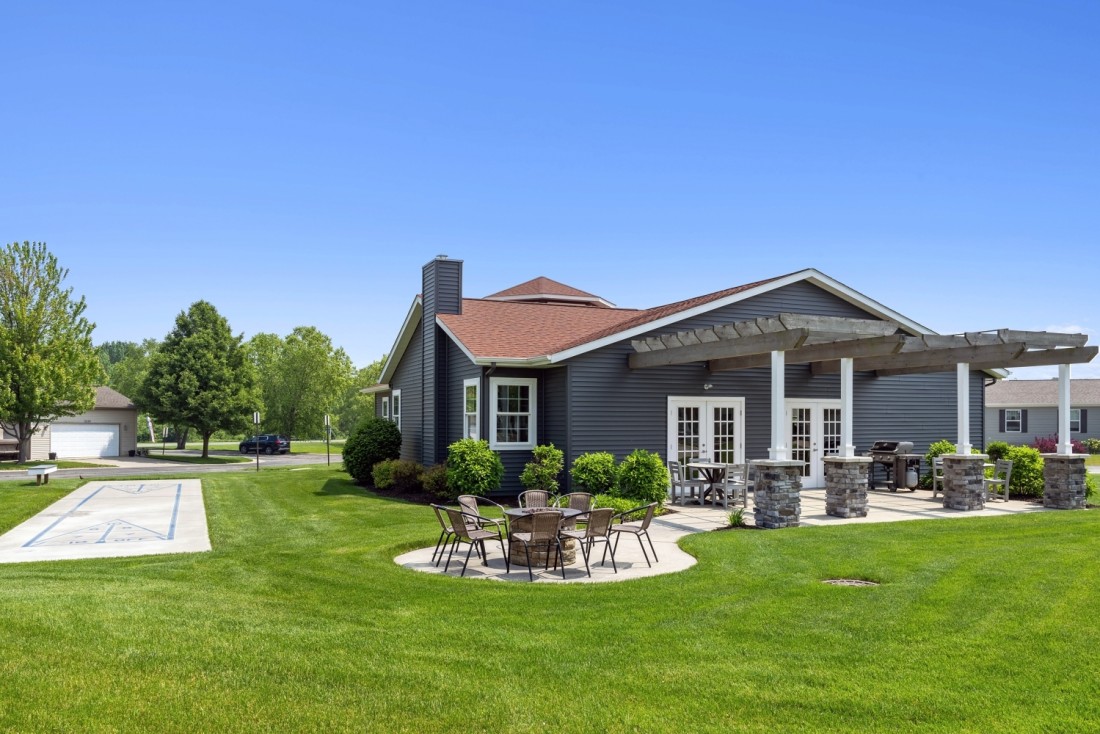 The beautiful clubhouse at Hidden Creek home community in Holland, MI